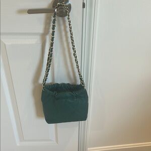 Green and gold virsa grained leather mini bucket bag
